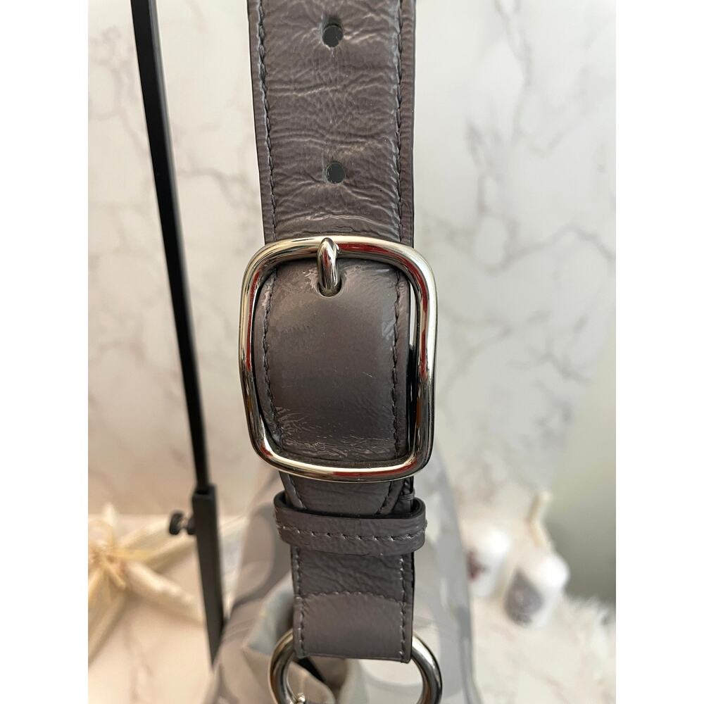 Coach Chelsea Signature Gray Canvas Patent Leather Hobo Bag GUC - Picture 9 of 9